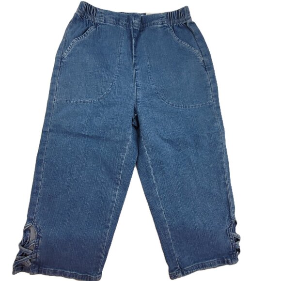 Croft & Barrow Capri Womens XS Crop Blue Denim Jeans Pants Pull On Elastic - Picture 1 of 13